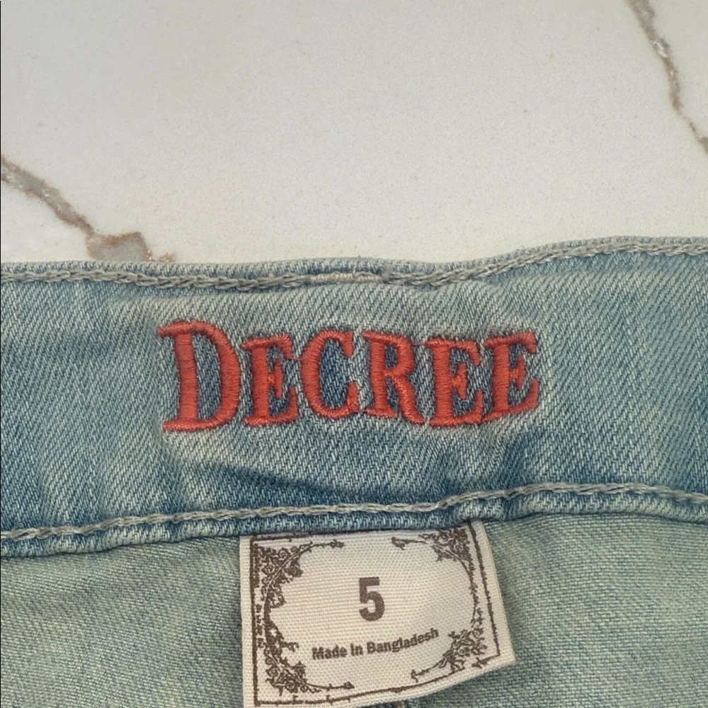 Decree‎ Sky Blue Frayed Jean Shorts